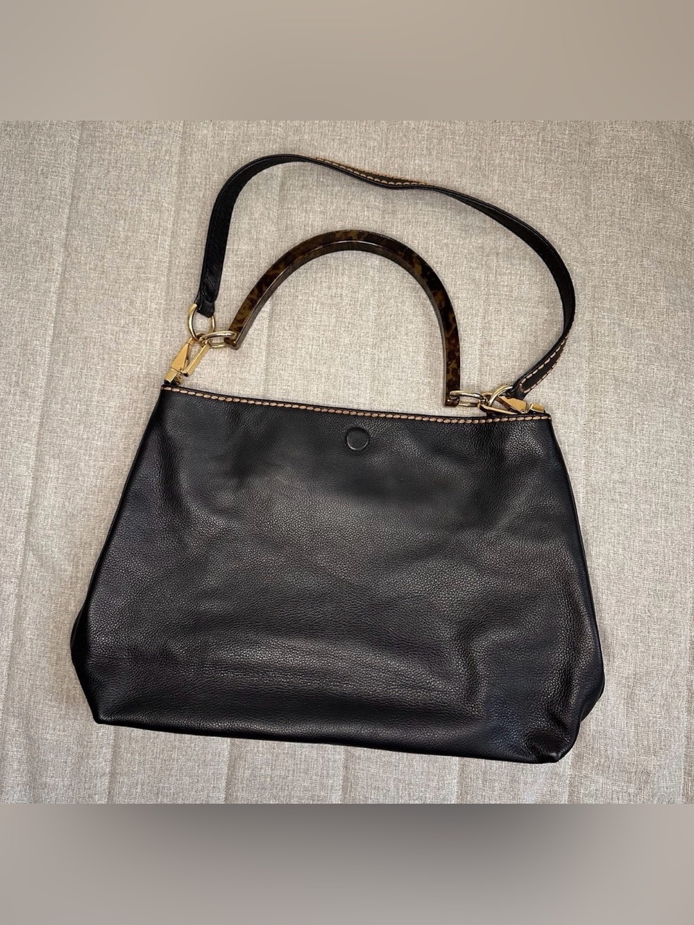 VTG Plinio Visona Italy Reversible Designer Black Leather Animal Print Purse Bag - Picture 3 of 11